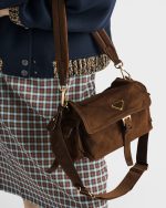 Prada Explore medium suede shoulder bag with flap - Image 5